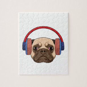 Puzzle Chien à la musique avec casque