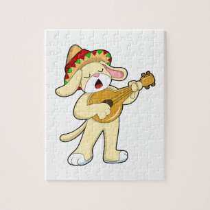 Puzzle Chien à la musique avec guitare