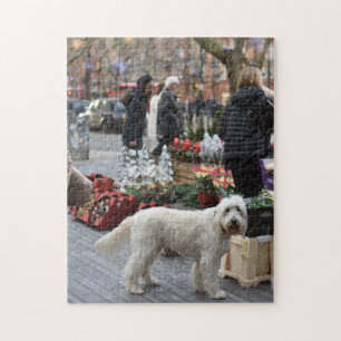 Puzzle Chien à Noël à Sloane Carré, Londres, Angleterre