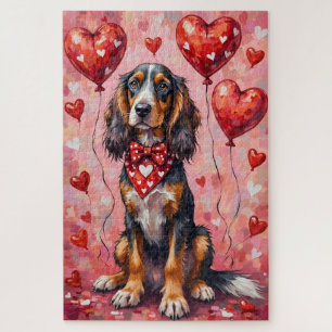Puzzle Chien Afghan Hound Saint-Valentin Art avec des cœu