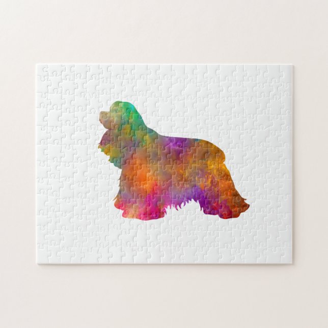 Puzzle chien American Cocker Spaniel en silhouette à l’aq (Horizontal)