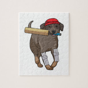 Puzzle Chien au cricket avec batte de cricket