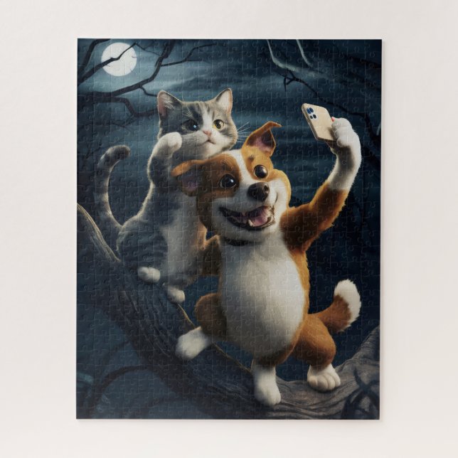 Puzzle Chien avec chat. (Vertical)