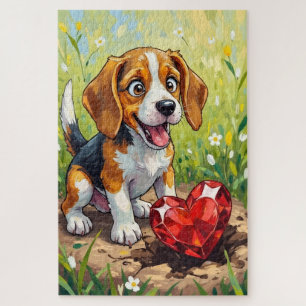 Puzzle Chien Beagle Art du Trésor du Cœur de la Saint-Val