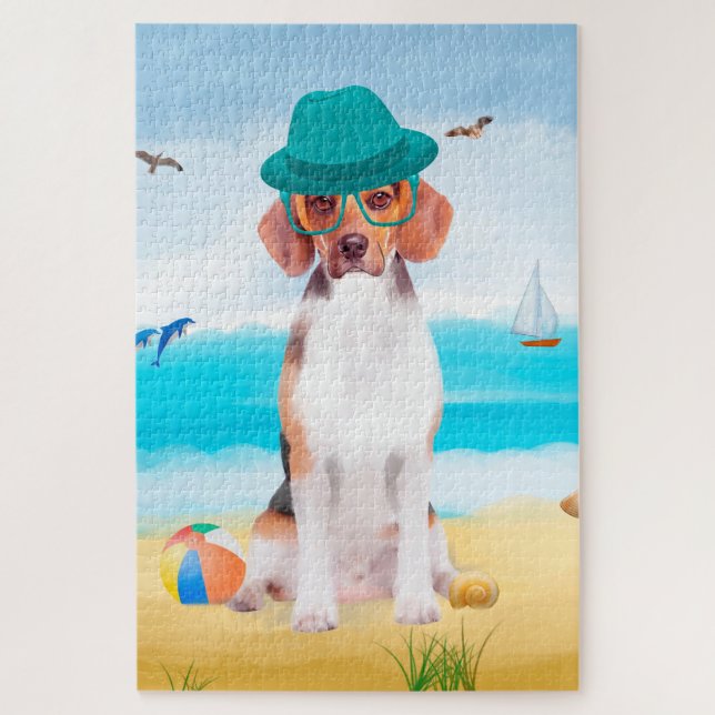 Puzzle Chien beagle Sur La Plage (Vertical)