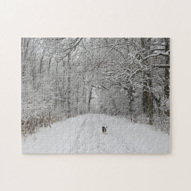 Puzzle Chien beagle sur un sentier de neige Design Jigsaw (Horizontal)