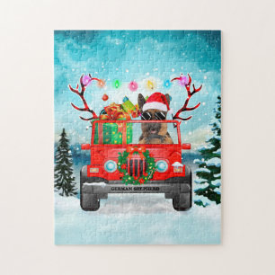 Puzzle Chien berger allemand avec cadeaux de Noël