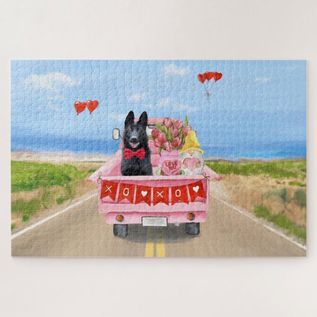 Puzzle Chien berger allemand Camion de la Saint-Valentin  (Horizontal)