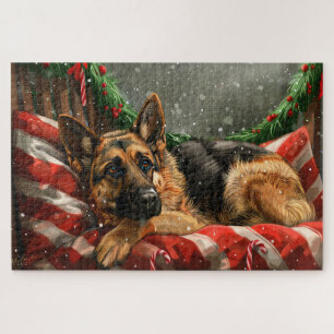 Puzzle Chien berger allemand Noël Festif