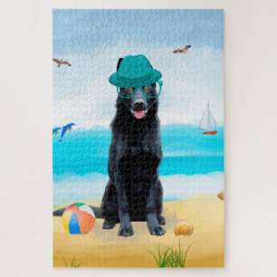 Puzzle Chien berger allemand noir sur la plage