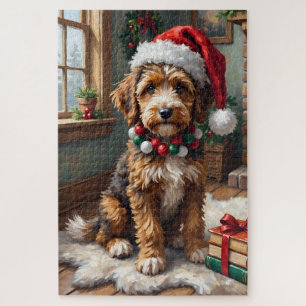 Puzzle Chien Bernedoodle adorable avec un chapeau de Père