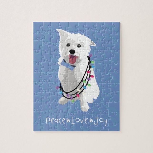 Puzzle Chien blanc - Paix Joie Amour - Vacances (Vertical)