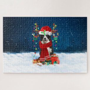 Puzzle Chien Border Collie avec des cadeaux de Noël