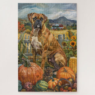Puzzle Chien Boxer Récolte d'Automne Action de Grâce