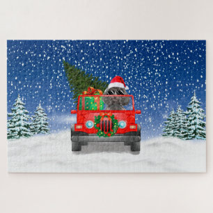Puzzle Chien caniche avec cadeaux de Noël