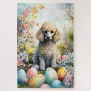 Puzzle Chien Caniche de vacances avec œufs de Pâques