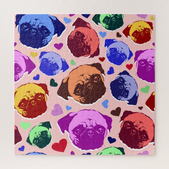 Puzzle Chien Chiot Carlin Style PopArt Rétro (Vertical)