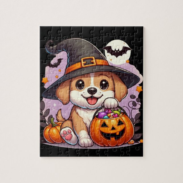 Puzzle Chien/chiot d'Halloween mignon (Vertical)