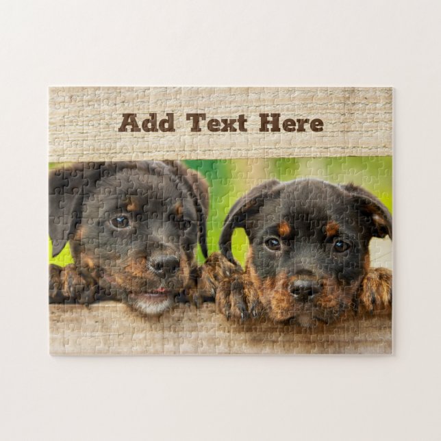 Puzzle Chien chiot Rottweiler personnalisé (Horizontal)