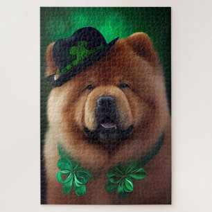 Puzzle Chien Chow Chow en robe de la Saint-Patrick