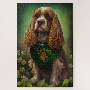 Puzzle Chien Cocker Spaniel en tenue de la Saint-Patrick