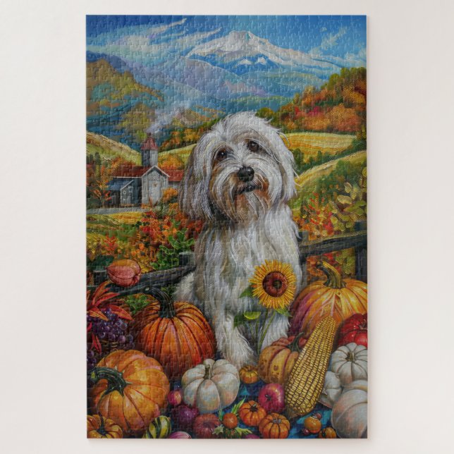 Puzzle Chien Coton De Tulear Moisson d'automne Action de  (Vertical)