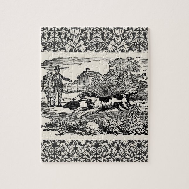 Puzzle Chien courant art animal antique illustration vict (Vertical)