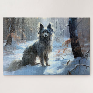 Puzzle Chien Crêté Chinois Noël Laissez Tomber la Neige