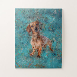 Puzzle Chien Dachshund Mixte Media Art