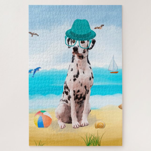 Puzzle Chien dalmate sur la plage (Vertical)