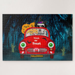 Puzzle Chien Dalmatien conduisant voiture effrayant Hallo