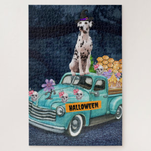 Puzzle Chien Dalmatien Halloween Camion Nuit Effrayante