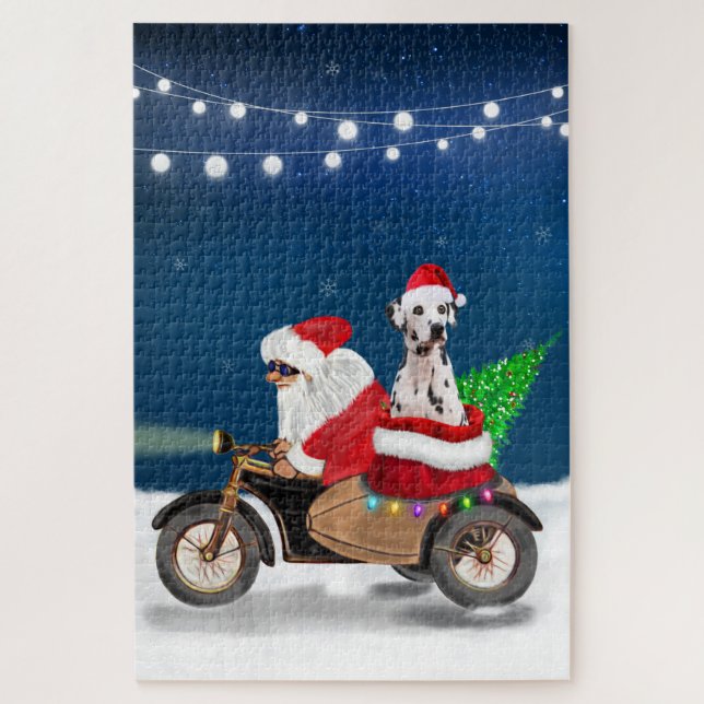 Puzzle Chien Dalmatien Noël Père Noël   (Vertical)