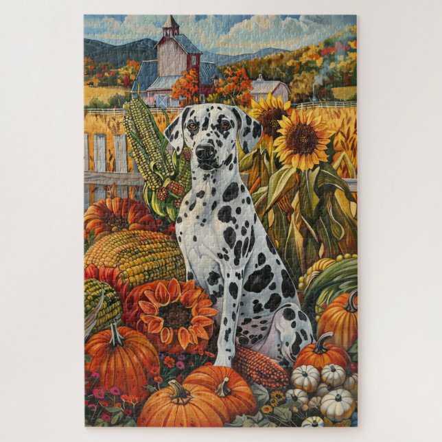 Puzzle Chien Dalmatien Récolte d'Automne Action de Grâce (Vertical)