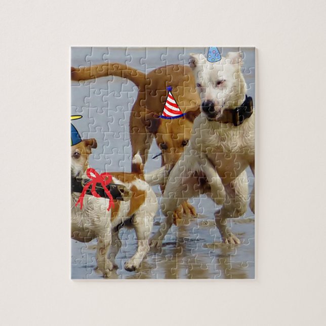 Puzzle chien d'anniversaire heureux (Vertical)