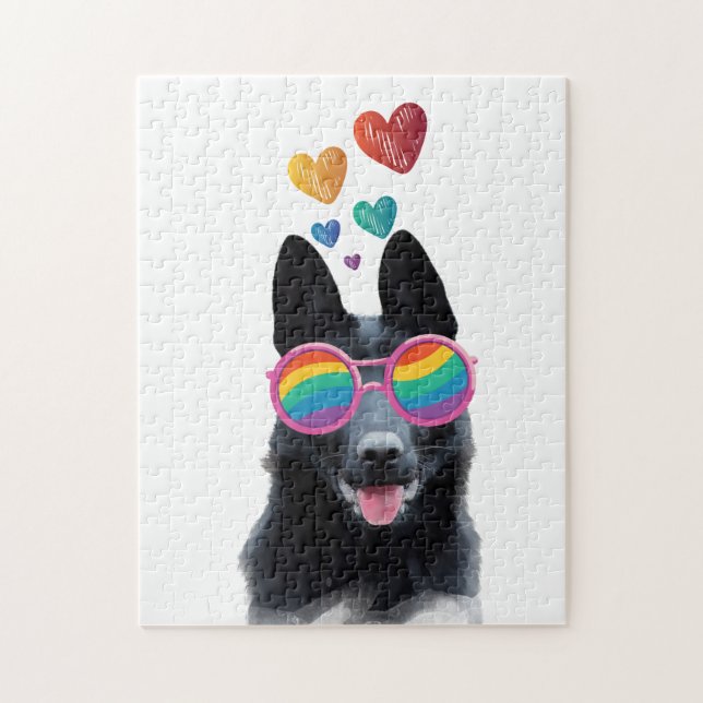 Puzzle Chien de berger allemand avec la Saint-Valentin co (Vertical)