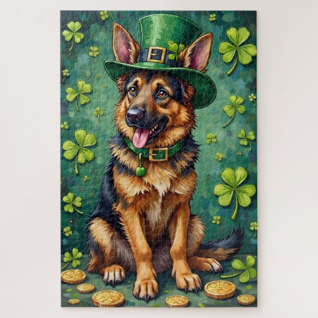 Puzzle Chien de berger allemand Saint-Patrick Chanceux (Vertical)