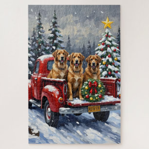 Puzzle Chien de berger anatolien Noël camion rouge vacanc