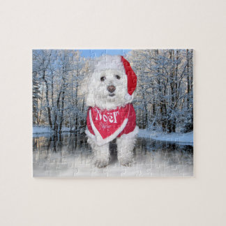 Puzzle Chien de Bichon Frise de Noël