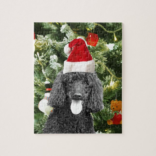Puzzle Chien de caniche sapin de Noël Snowman Red Santa C (Vertical)