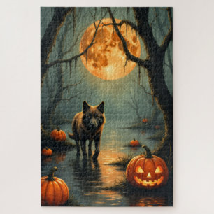 Puzzle Chien de Caroline Art Halloween Marais Hanté