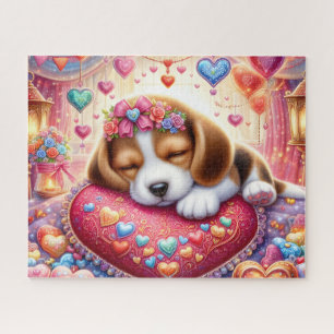 Puzzle Chien de chasse valentin endormi