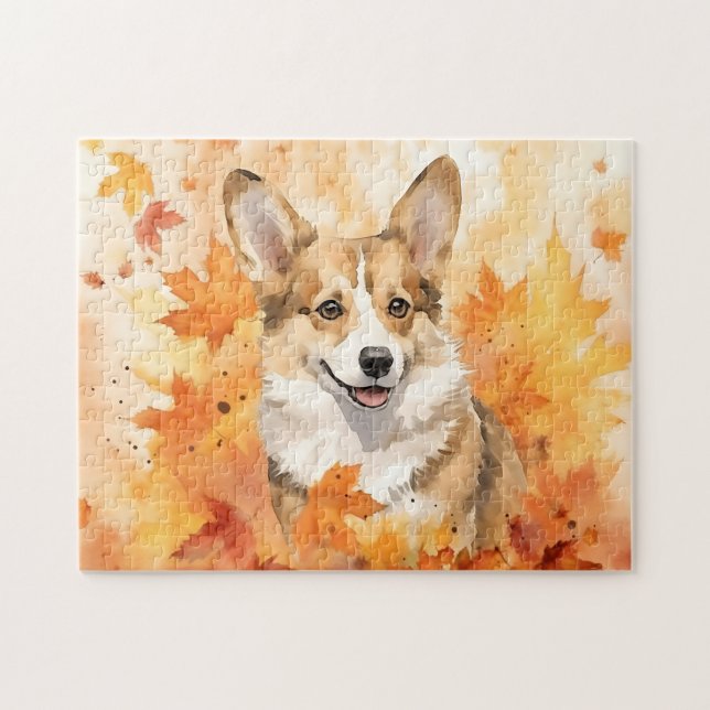 Puzzle Chien de Corgi mou/Automne/Automne/Automne (Horizontal)