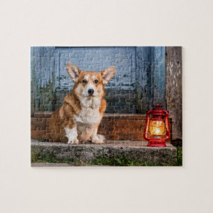 Puzzle Chien de Corgi sur le Stoop