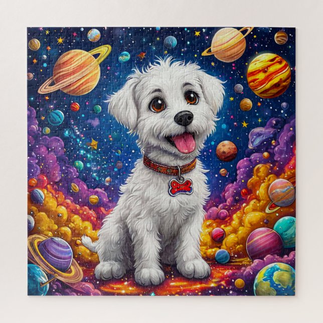 Puzzle Chien de dessin animé Cadeau d'espace pour enfants (Vertical)
