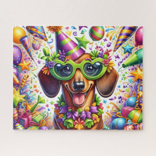 Puzzle Chien de fête coloré