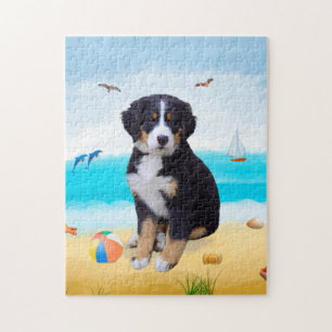 Puzzle chien de montagne bernais sur la plage