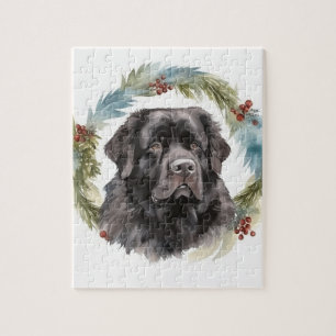 Puzzle Chien de Noël festif de Terre-Neuve