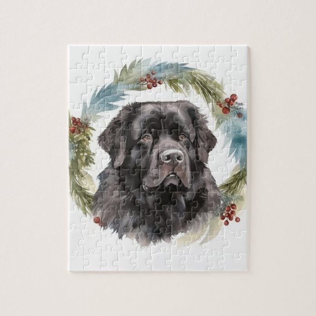 Puzzle Chien de Noël festif de Terre-Neuve (Vertical)