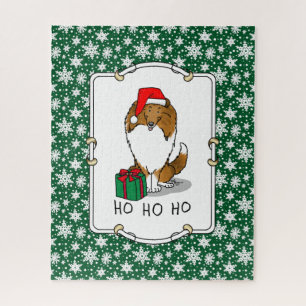 Puzzle Chien de Noël Santa Hat Shetland Sheepdog (sable)